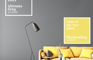 Pantone colore 2021, giallo e grigio, casa