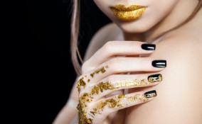 nail art, foglia oro, decorazione unghie
