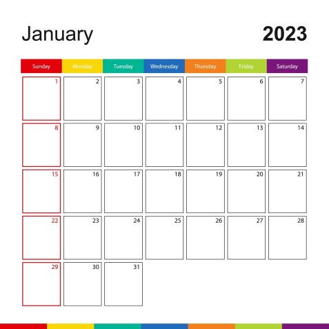 Calendario Mensile Gennaio 2023 Planner Illustrazione di Stock -  Illustrazione di mensile, calendario: 258888378