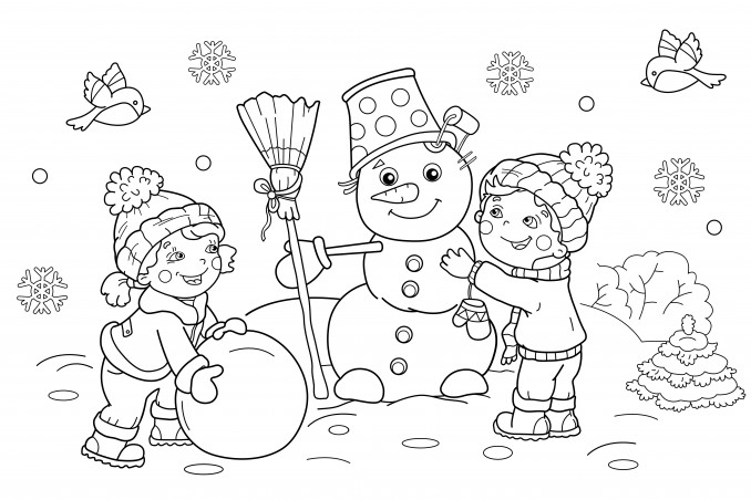 Disegni inverno da colorare per bambini: 9 immagini gratis