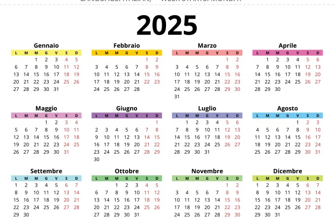 calendario 2025 da stampare gratis, calendario 2025 da stampare